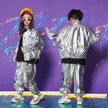 New Children's Hip Hop Dance Suit Boys And Girls Street Dance Silver Jacket Pants Kids Jazz Dance Performance Costumes VO520
New Children's Hip Hop Dance Suit Boys And Girls Street Dance Silver Jacket Pants Kids Jazz Dance Performance Costumes VO520