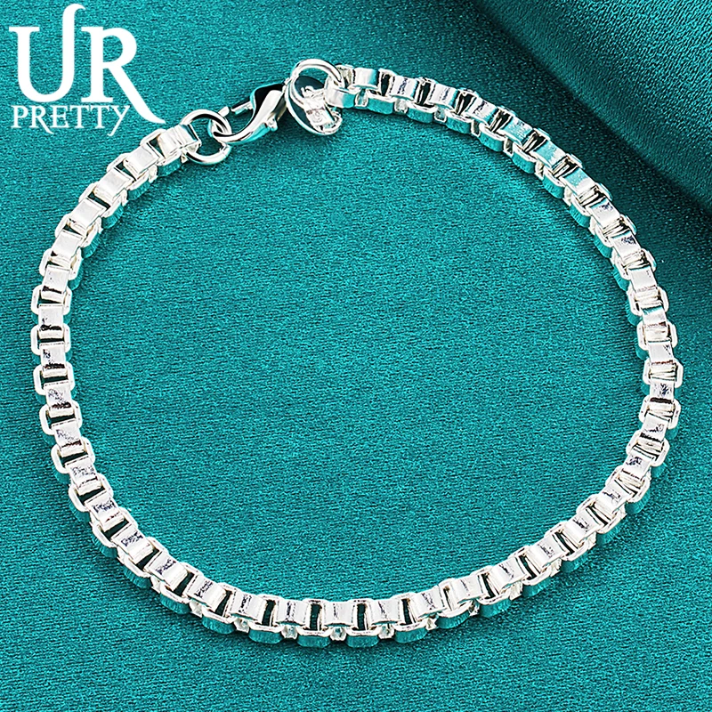 URPRETTY 925 Sterling Silver 4mm Square Box Chain Bracelet For Women Men Party Engagement Wedding Jewelry
URPRETTY 925 Sterling Silver 4mm Square Box Chain Bracelet For Women Men Party Engagement Wedding Jewelry