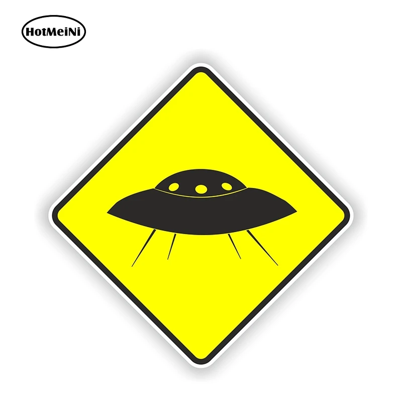 HotMeiNi 13 см x U.F.O. Желтая наклейка в виде НЛО на бампер автомобиля с инопланетянином