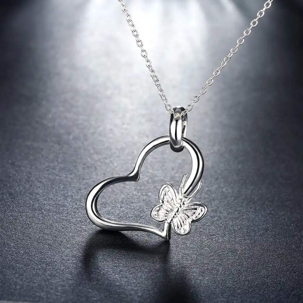 silver for women heart necklace engagement wedding jewelry