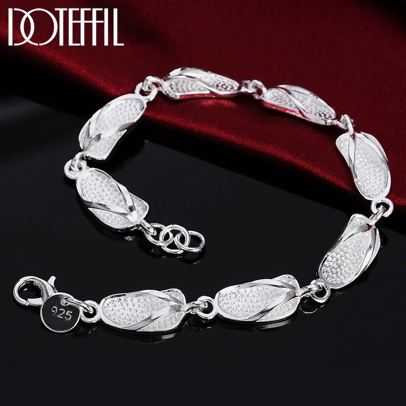 DOTEFFIL 925 Sterling Silver Slippers Shoe Bracelet Chain For Women Wedding Engagement Party Fashion Jewelry
DOTEFFIL 925 Sterling Silver Slippers Shoe Bracelet Chain For Women Wedding Engagement Party Fashion Jewelry