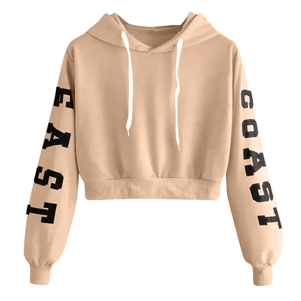 Letters Printed Beige Yellow Red Shoulder Short Women's Sweatshirt Long Sleeves Hoodie Drawstring Pullover Female Tops Blusas
Letters Printed Beige Yellow Red Shoulder Short Women's Sweatshirt Long Sleeves Hoodie Drawstring Pullover Female Tops Blusas