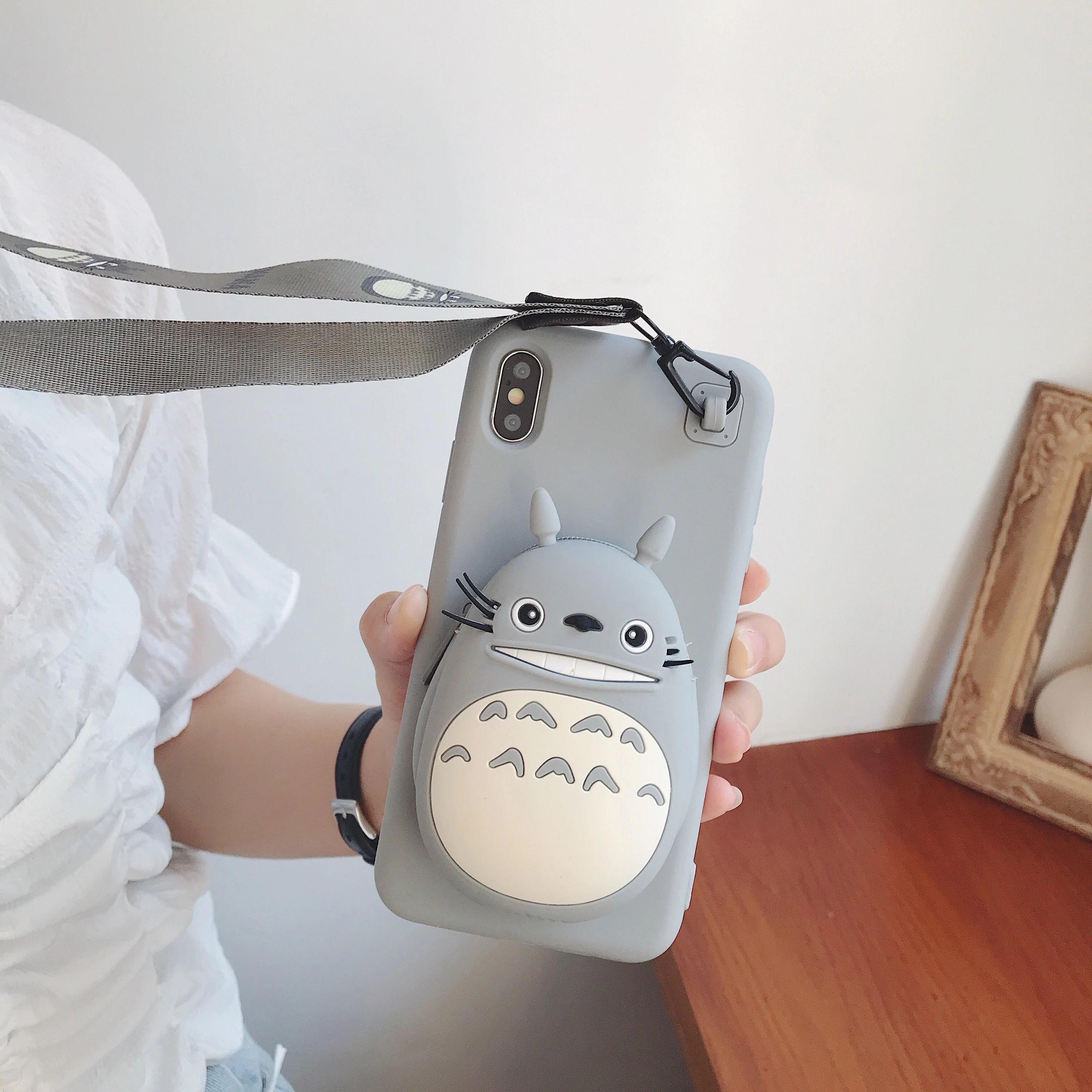 Abmos сплошной цвет мультфильм Тоторо телефон чехол ремешок для iPhone 11 Pro Max X XS MAX XR 6 7 8