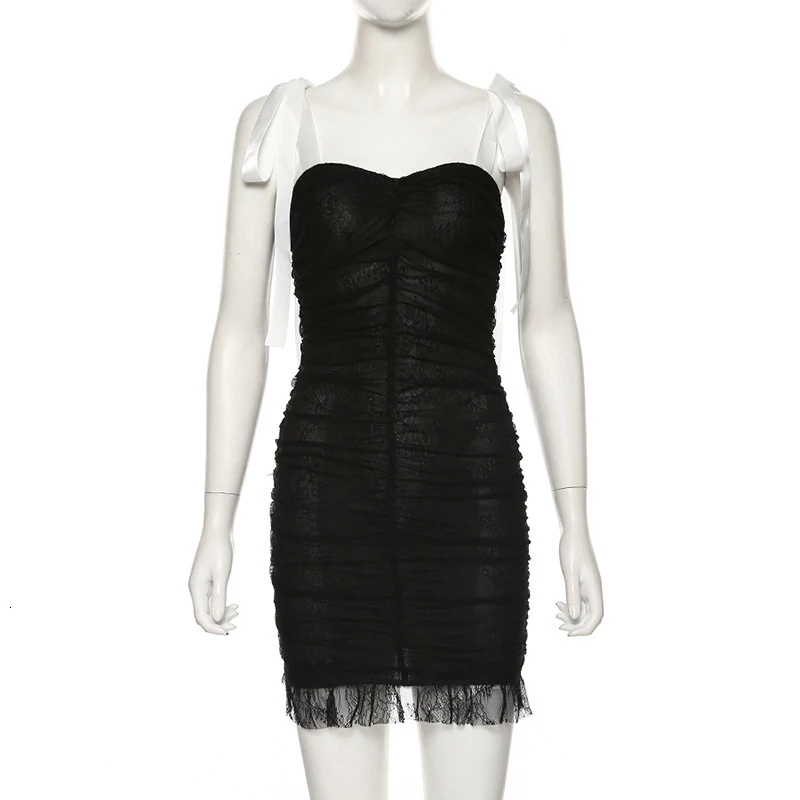 GALCAUR Sexy Patchwork Hit Color Dress Female Slash Neck Sleeveless Sling Nesh Perspective Mini Women's Dresses 2019 Fashion New (1).jpg
