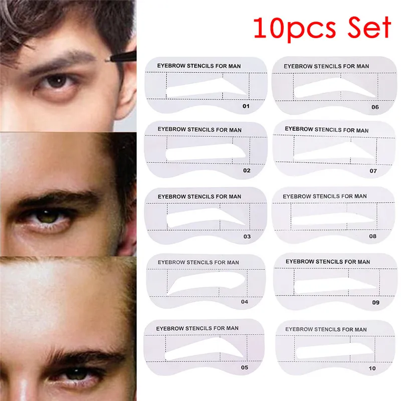 10Pcs/Set Beauty Eyebrow Stencil Eye Brow Shaper Kit Make Up Template Set Cosmetic Eyebrow Template For Men