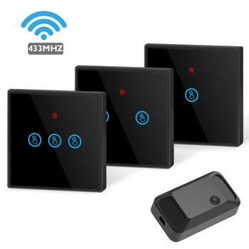 smart home Wireless touch Panel Switch Light 433MHZ RF Remote Control Relay Glass Screen 1/2/3 gang Wall Panel button DIY switch
smart home Wireless touch Panel Switch Light 433MHZ RF Remote Control Relay Glass Screen 1/2/3 gang Wall Panel button DIY switch