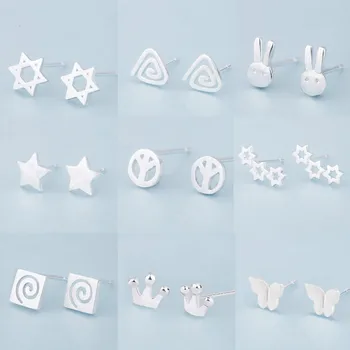 925 Silver Jewelry Fashion Lady Cute Simple Creative Wild Button Star Small Animal Ginkgo Brushed Stud Earrings Brincos Kolczyki
925 Silver Jewelry Fashion Lady Cute Simple Creative Wild Button Star Small Animal Ginkgo Brushed Stud Earrings Brincos Kolczyki