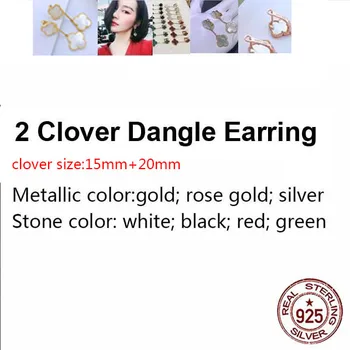 2 clover S925 sterling silver earrings simple personality fashion style double flower clover shape to give girlfriend gift 
2 clover S925 sterling silver earrings simple personality fashion style double flower clover shape to give girlfriend gift