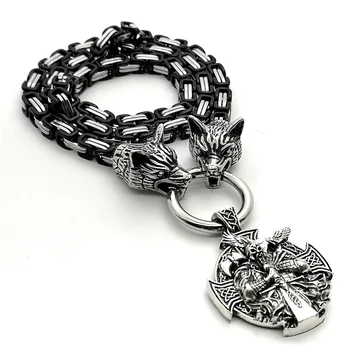 Viking Men's Necklace Stainless Steel Wolf Head King Chain Nordic Odin Crow Warrior Pendant Necklace Viking Jewelry
Viking Men's Necklace Stainless Steel Wolf Head King Chain Nordic Odin Crow Warrior Pendant Necklace Viking Jewelry
