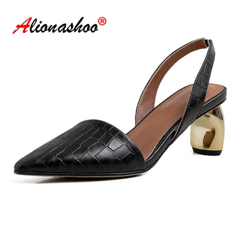 Ladies sexy high heel shoes pointed toe stiletto heels strange metal heel dress shoes womens black cow leather slingback shoes
Ladies sexy high heel shoes pointed toe stiletto heels strange metal heel dress shoes womens black cow leather slingback shoes