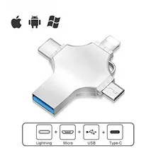 4 em 1 tipo-c otg usb pen drive 16 gb 32 gb pendrive 64 gb usb vara de memória 128 gb 256 gb para iphone android pc 512 gb(China)