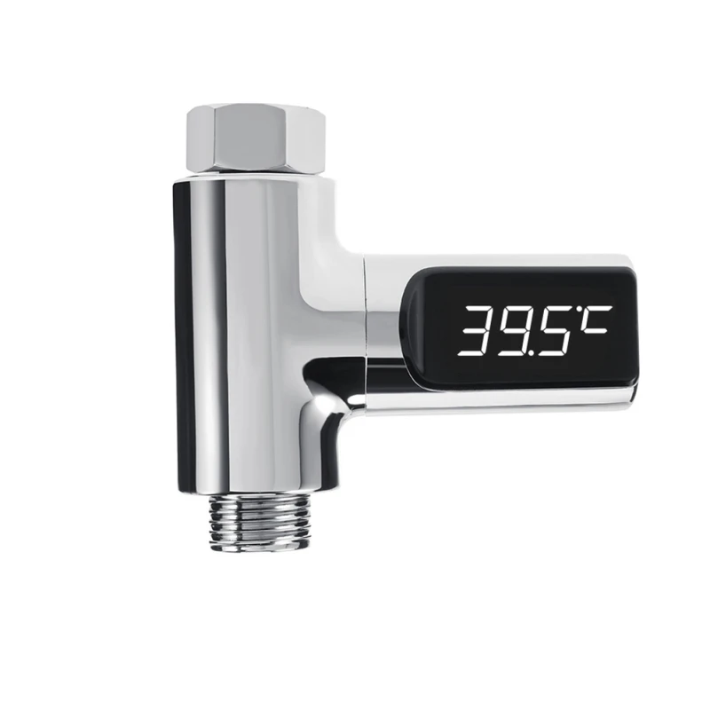 

LED Display Celsius 360 Degrees Water Temperature Meter Monitor Electricity Shower Thermometer Rotation Flow Self-Generating