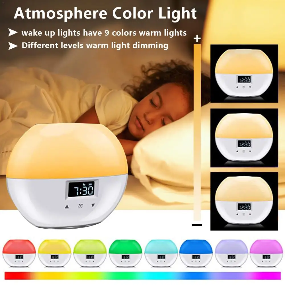 Upgrade Smart Wake Up Light Sunrise Alarm Clock with 9 Colors for Kids Sunrise Simulation Sleeping Mode Night Light for Bedrooms
Upgrade Smart Wake Up Light Sunrise Alarm Clock with 9 Colors for Kids Sunrise Simulation Sleeping Mode Night Light for Bedrooms