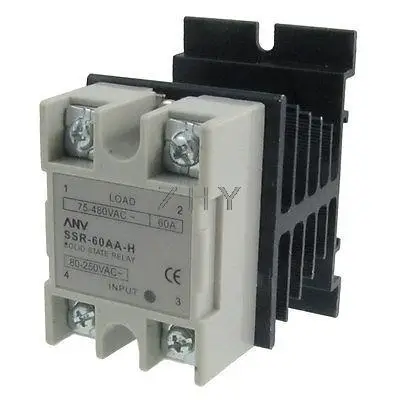Single Phase Solid State Relay SSR 60A 80-250V AC 75-480V AC w Aluminum heatsink
Single Phase Solid State Relay SSR 60A 80-250V AC 75-480V AC w Aluminum heatsink
