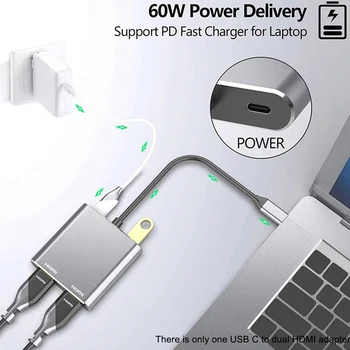 4 In 1 Extention Computer 5Gbps USB Adapter Data Transfer Hub Splitter PD Charge Type C 3.0 To Dual HDMI For Mac OS For Windows
4 In 1 Extention Computer 5Gbps USB Adapter Data Transfer Hub Splitter PD Charge Type C 3.0 To Dual HDMI For Mac OS For Windows