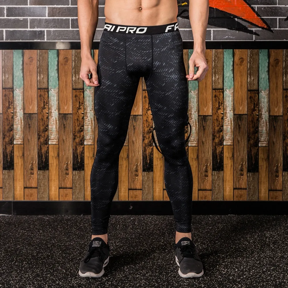 Компрессионные штаны для тренажерного зала мужские трико бега спортивные