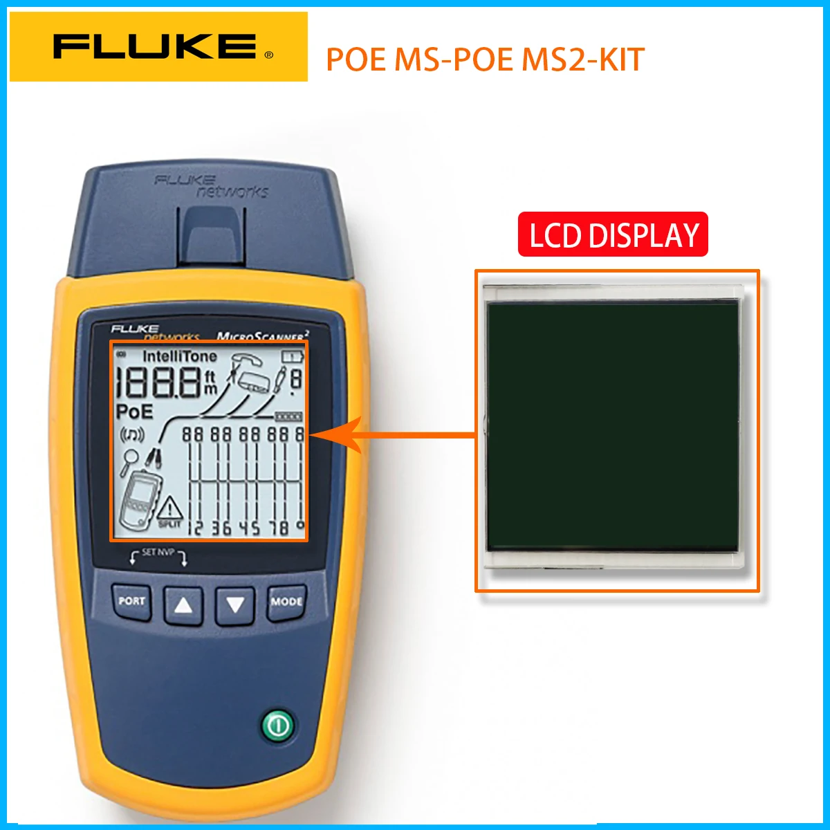 

New LCD Display For Fluke networks Micro Scanner POE MS-POE compatible LCD display screen for MS2-KIT lcd Matrix screen replace