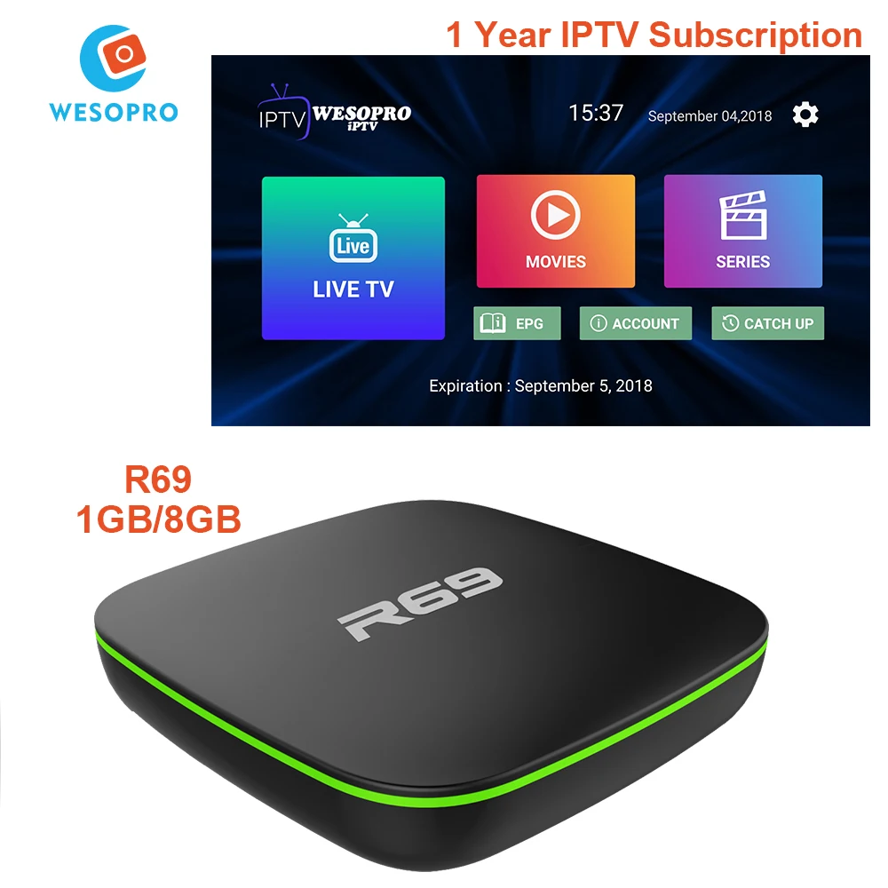 R69 Android 7.1 TV BOX with Europe Arabic French Portugal Polish German Italy Spain Dutch Sweden UK USA CA IPTV Subscription M3U
R69 Android 7.1 TV BOX with Europe Arabic French Portugal Polish German Italy Spain Dutch Sweden UK USA CA IPTV Subscription M3U