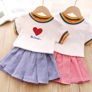 Baby Rainbow Dress Neborn Girls Stripe Round Neck Short Sleeve Top + Culottes Two Piece Set
Baby Rainbow Dress Neborn Girls Stripe Round Neck Short Sleeve Top + Culottes Two Piece Set