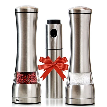 Salt and Pepper Grinder Set of 3, Oil Dispenser + Stainless Steel Salt & Pepper Mills, Adjustable Ceramic Rotor, Kitchen Tools
Salt and Pepper Grinder Set of 3, Oil Dispenser + Stainless Steel Salt & Pepper Mills, Adjustable Ceramic Rotor, Kitchen Tools