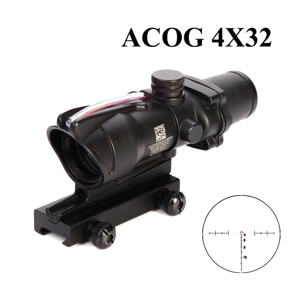 DREAMY Riflescope ACOG 4X32 Real Fiber Optics Red Dot Illuminated Chevron Glass Etched Reticle Tactical Optical Sight Scopes
DREAMY Riflescope ACOG 4X32 Real Fiber Optics Red Dot Illuminated Chevron Glass Etched Reticle Tactical Optical Sight Scopes