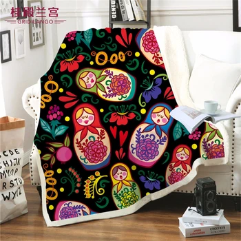 GRIDILANGO Cartoon Russian Dolls Floral Sherpa Blanket Customized Colorful Plush Throw Blanket For Kids Gifts Home Textile Manta
GRIDILANGO Cartoon Russian Dolls Floral Sherpa Blanket Customized Colorful Plush Throw Blanket For Kids Gifts Home Textile Manta