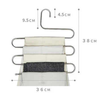 2Pcs Stainless Steel Pants Hanger Rack S Shape Clothing Trousers Hangers Closet Pants Organizer 5-Layer Wardrobe Storage Shelf
2Pcs Stainless Steel Pants Hanger Rack S Shape Clothing Trousers Hangers Closet Pants Organizer 5-Layer Wardrobe Storage Shelf