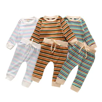 Baby Kids Knit Home 2-Piece Fashion Casual Colorful Striped Long Sleeve Top+Pants Set Night Sleepwear Set For 6M-4Y
Baby Kids Knit Home 2-Piece Fashion Casual Colorful Striped Long Sleeve Top+Pants Set Night Sleepwear Set For 6M-4Y