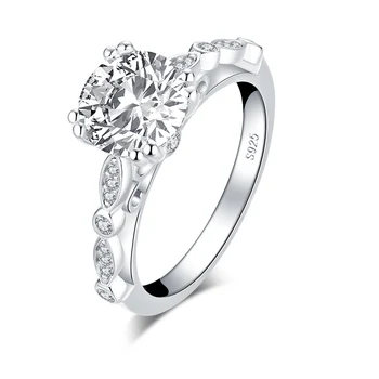 925 Silver Engagement Ring Classic Four Prong Round 2 Carat Synthetic Diamond Ring Women's Wedding Gift 
925 Silver Engagement Ring Classic Four Prong Round 2 Carat Synthetic Diamond Ring Women's Wedding Gift
