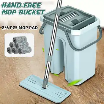 Flat Squeeze Mop and Bucket Hand-Free Wringing Floor Cleaning Mop Usage Magic Automatic Spin Self Cleaning Lazy Mop
Flat Squeeze Mop and Bucket Hand-Free Wringing Floor Cleaning Mop Usage Magic Automatic Spin Self Cleaning Lazy Mop
