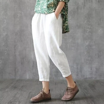 2020 Summer Women Solid Harem Pants Elastic Mid-Waist Pockets White Trousers 4XL Plus Size Loose Ankle-Length Pants for Women
2020 Summer Women Solid Harem Pants Elastic Mid-Waist Pockets White Trousers 4XL Plus Size Loose Ankle-Length Pants for Women
