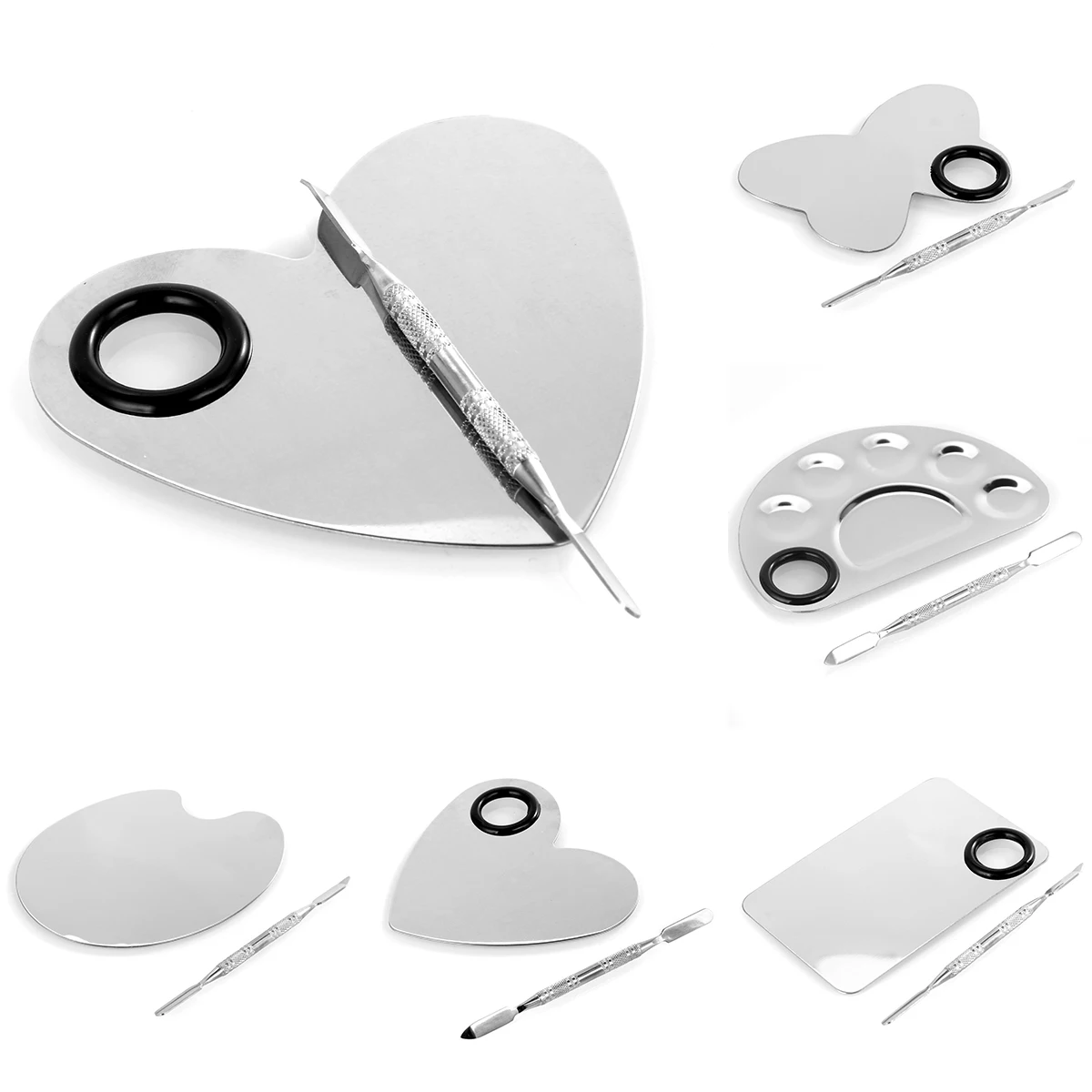 Various Shape Stainless Steel Mirror Surface Makeup Mixing Palette Lipstick Foundation Eyeshadow Mixing Palette with Spatula
Various Shape Stainless Steel Mirror Surface Makeup Mixing Palette Lipstick Foundation Eyeshadow Mixing Palette with Spatula