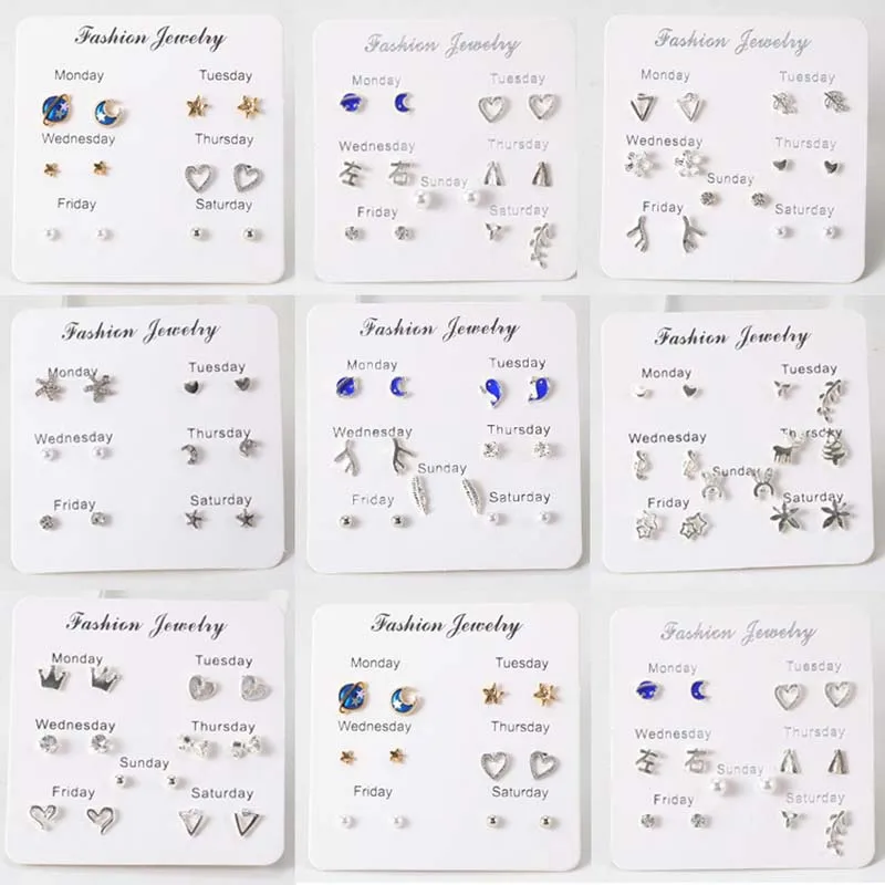 Europe and the United States new planet moon triangle flower branches stars pearl maple leaf notes a week set of card earrings
Europe and the United States new planet moon triangle flower branches stars pearl maple leaf notes a week set of card earrings