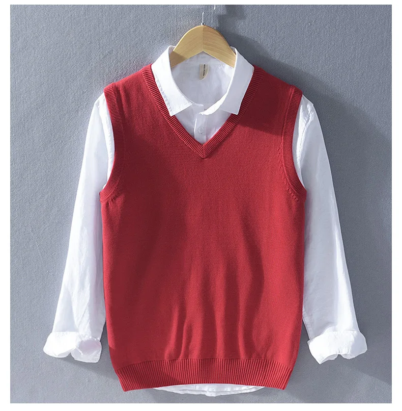Men Winter Autumn Fashion Solid Color Korean Style V-Neck Sleeveless Vest Male High Quality Simple Casual Knitting Basic Sweater Men Winter Autumn Fashion Solid Color Korean Style V-Neck Sleeveless Vest Male High Quality Simple Casual Knitting Basic Sweater