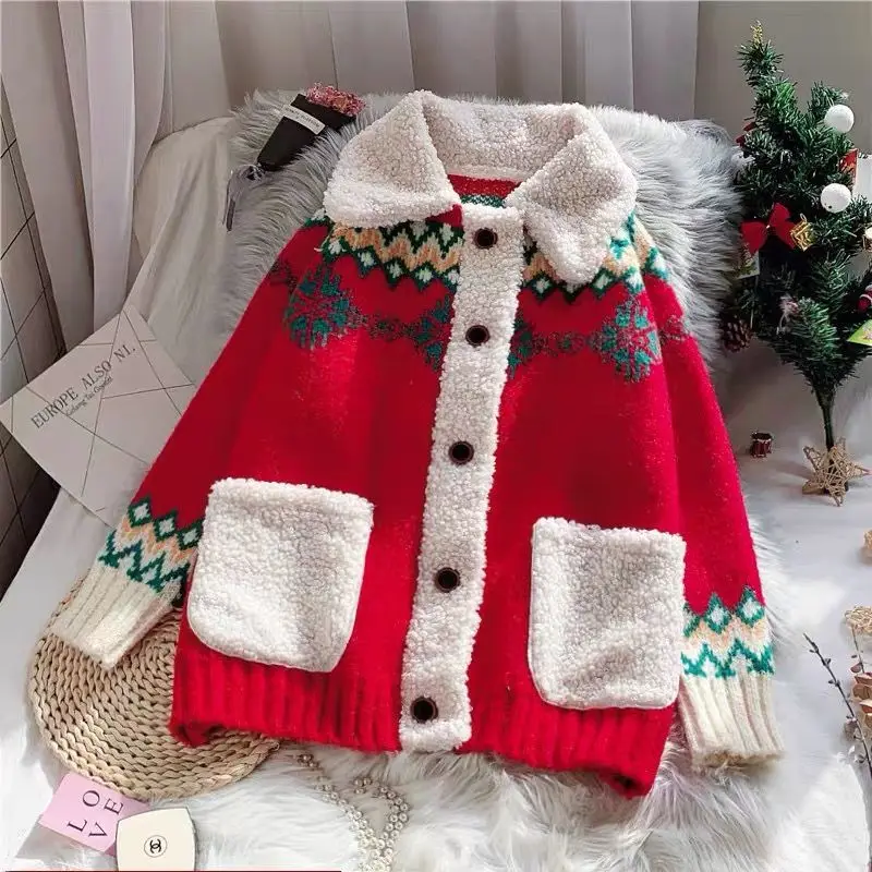 Red Christmas Sweater Cardigan Women Thickened Autumn Winter 2020 New Loose Lazy Net Red Super Fire Knit Soat
Red Christmas Sweater Cardigan Women Thickened Autumn Winter 2020 New Loose Lazy Net Red Super Fire Knit Soat