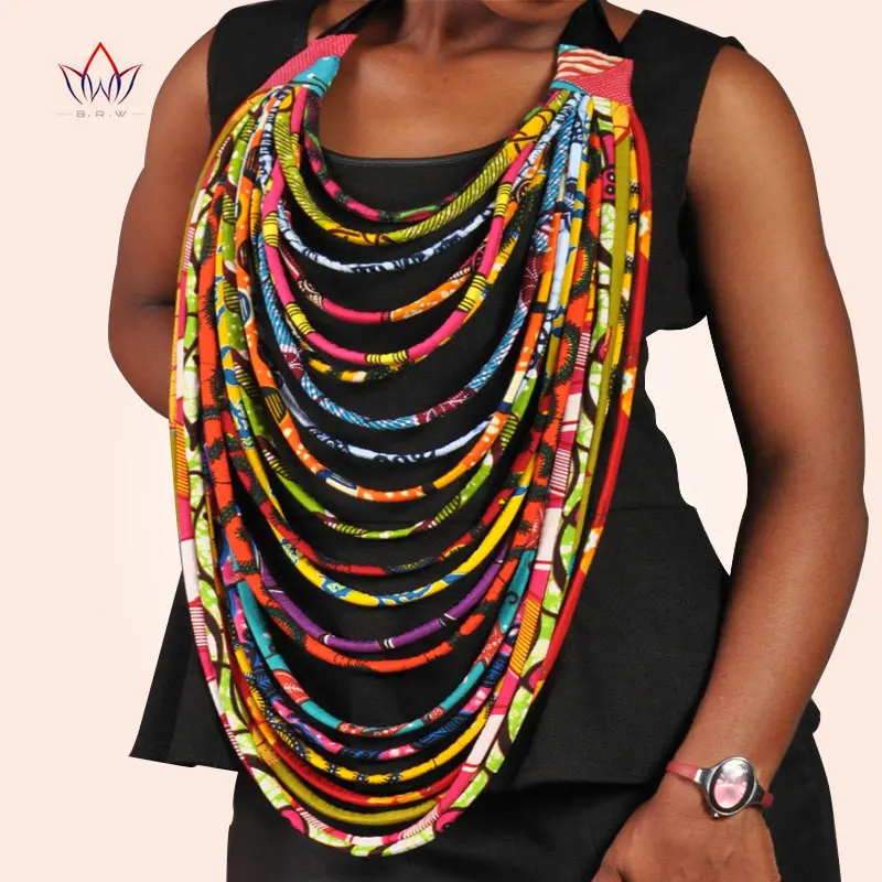 

2023 Hot Sale African Ankara Handmade Multi-layered Rope Necklaces For Women African Style Statement Necklace For Gift WYA062