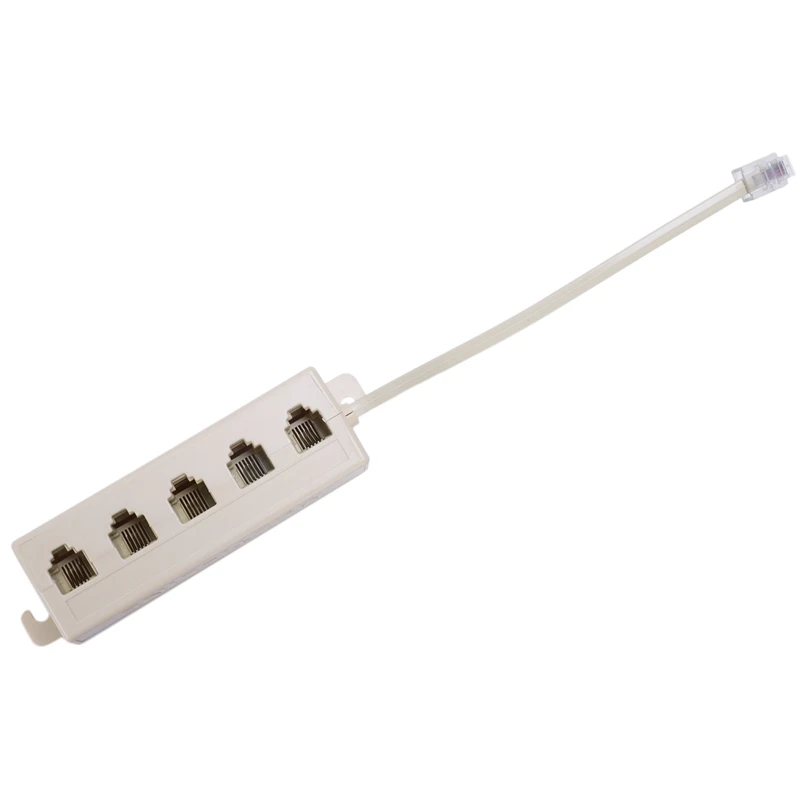 Beige RJ11 6P4C Male Plug to 5 Ports 6P2C Female Socket Phone Line Splitter Adapter
Beige RJ11 6P4C Male Plug to 5 Ports 6P2C Female Socket Phone Line Splitter Adapter