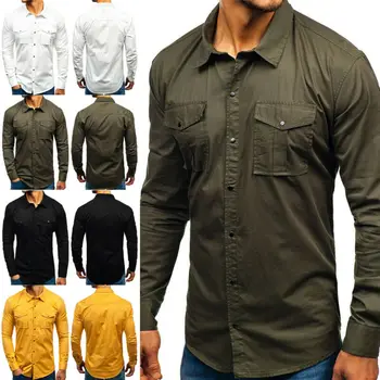 Mens Fashion Casual Single-breasted lapels multi-pocket tooling long-sleeved shirt Business Slim Fit Shirt
Mens Fashion Casual Single-breasted lapels multi-pocket tooling long-sleeved shirt Business Slim Fit Shirt