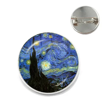 Fashion Van Gogh Art Starry Night Sunflower Brooches 20mm Glass Cabochon Dome School Bag Brooch Pins Badge For Women Men 
Fashion Van Gogh Art Starry Night Sunflower Brooches 20mm Glass Cabochon Dome School Bag Brooch Pins Badge For Women Men