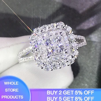 YANHUI Exquisite Princess Cut Cubic Zirconia Wedding Ring 925 Sterling Silver Jewelry Best Gifts for Ladies Women R1214
YANHUI Exquisite Princess Cut Cubic Zirconia Wedding Ring 925 Sterling Silver Jewelry Best Gifts for Ladies Women R1214