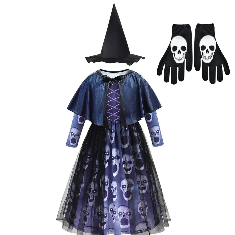 Ghost Witch Hat Halloween Horror Pattern Fortress Costume 4-13 Years Girl Carnival Party Performance Dress Shawl Cap 5pcs
Ghost Witch Hat Halloween Horror Pattern Fortress Costume 4-13 Years Girl Carnival Party Performance Dress Shawl Cap 5pcs