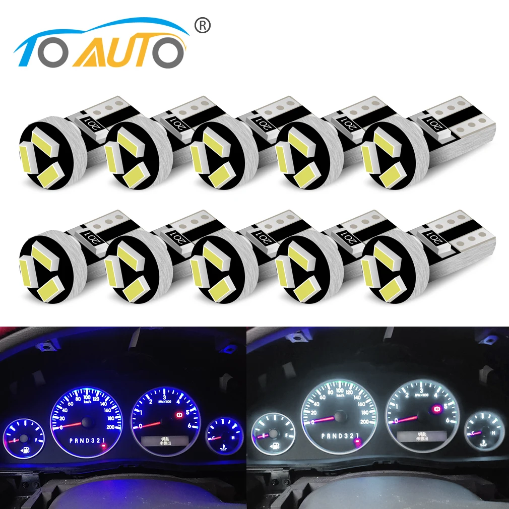 

10pcs T5 Led Bulb W3W 74 286 W1.2W Auto Car Dashboard Lights Car Auto Side Wedge Light Lamp 3smd 3014 Instrument Cluster Lights