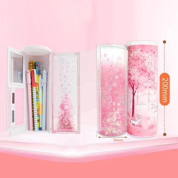 Stationery Box Quicksand Translucent Multifunctional Case Cylindrical Pen School Pen Holder AC889 
Stationery Box Quicksand Translucent Multifunctional Case Cylindrical Pen School Pen Holder AC889