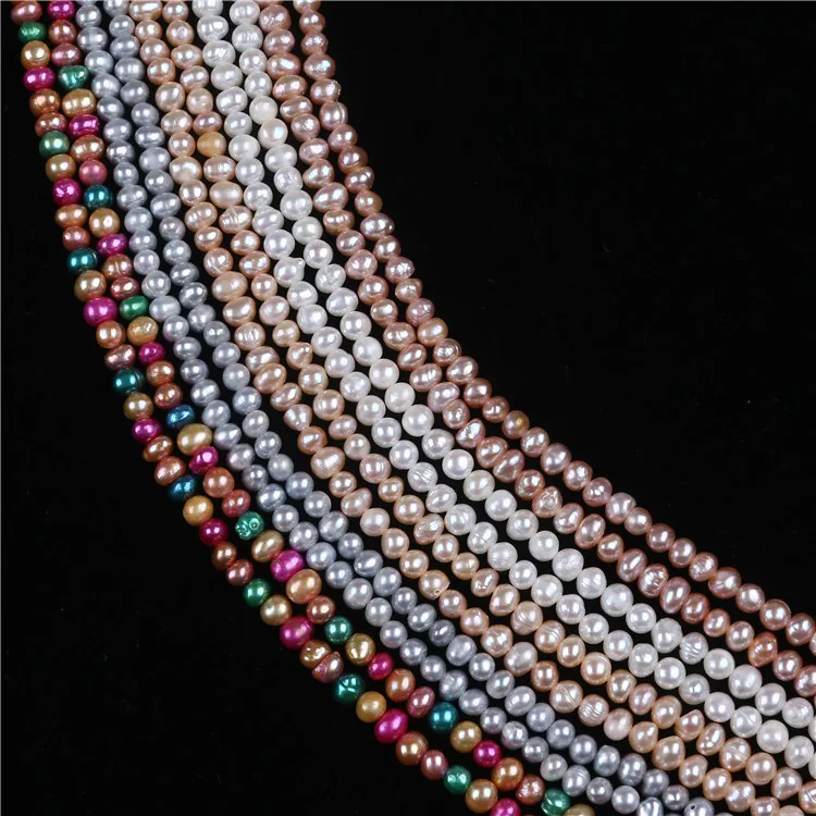 very popular gray 4-5mm natural freshwater potato shape pearl strands