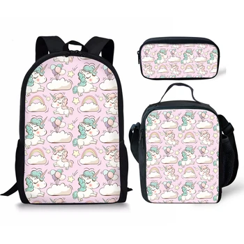 Cartoon Unicorn Backpack School Bag For Kids Boys Girls Lunch Box Custom Print Pencil Bag Big Capacity Three-piece Set 
Cartoon Unicorn Backpack School Bag For Kids Boys Girls Lunch Box Custom Print Pencil Bag Big Capacity Three-piece Set