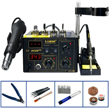 SAIKE 852D++ Standard Rework Station Electricity Soldering Iron 220V/110V 2 In 1 BGA Soldering Rework Station Maintenance Tools
SAIKE 852D++ Standard Rework Station Electricity Soldering Iron 220V/110V 2 In 1 BGA Soldering Rework Station Maintenance Tools