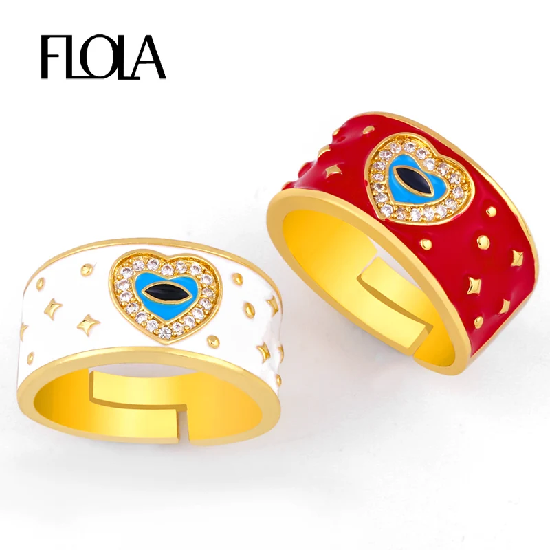 FLOLA Gold Filled White Enamel Ring Open Statement Heart Wide Ring Band Girls Colorful Enamel Jewelry anillo Knuckle Ring rigj09
FLOLA Gold Filled White Enamel Ring Open Statement Heart Wide Ring Band Girls Colorful Enamel Jewelry anillo Knuckle Ring rigj09