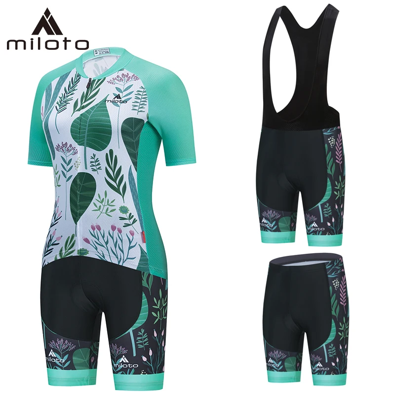 

Miloto Women Cycling Sets Summer Bicycle Jersey Set Female Mtb Ropa Ciclismo Breathable Girl Cycle Wear Road Bike Bib Shorts