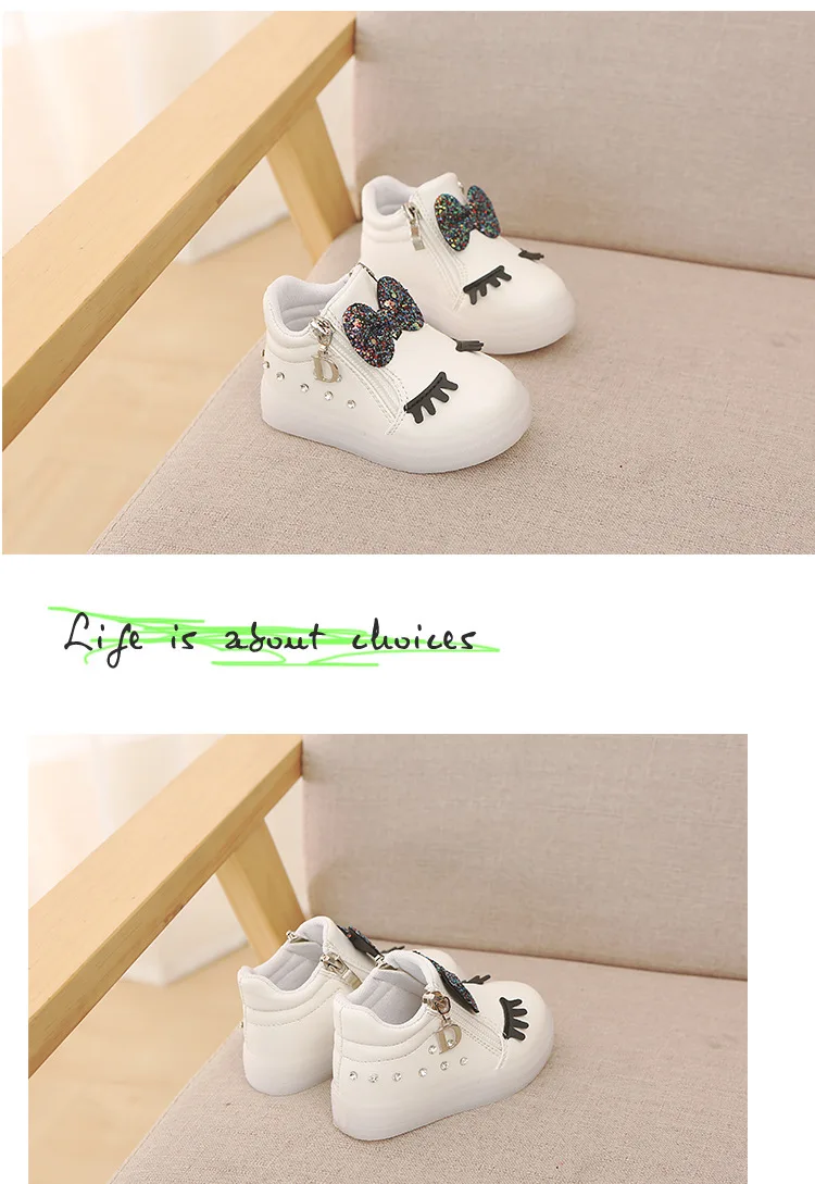 Size 21-30 Children's Glowing Sneakers Children Princess Girls LED Shoes Cute Baby Sneakers and Light Shoes Glowing