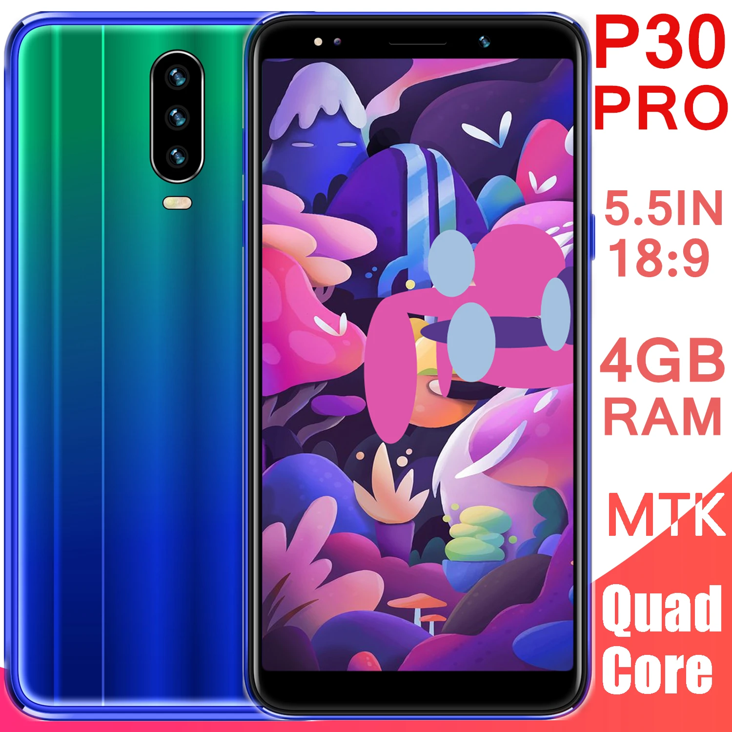 Original P30 Pro smartphones 4GRAM+32GROM 18:9 IPS Face Unlock 8MP 5.5" Full screen 3G WCDMA Quad Core Android mobile cellphones
Original P30 Pro smartphones 4GRAM+32GROM 18:9 IPS Face Unlock 8MP 5.5" Full screen 3G WCDMA Quad Core Android mobile cellphones